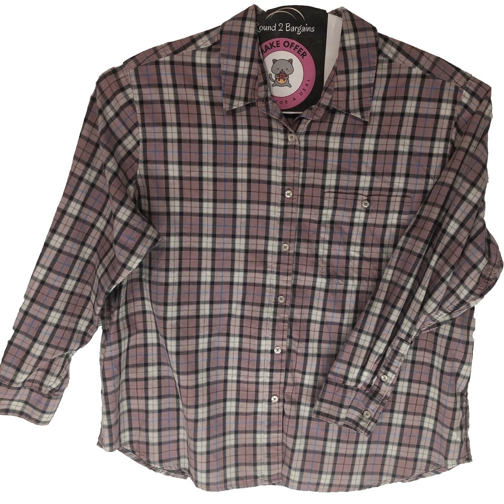 Lee Shirt Button Mens‎ 3XL Brown Pink Plaid Long Sleeve 100% Cotton XXXL